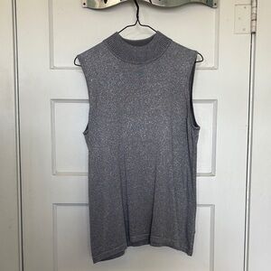 Peter Nygard Silver Sleeveless Knit Shell Size L